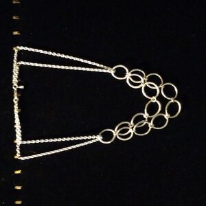Layered chain hammered circle link NY& co collar necklace 19 inches long